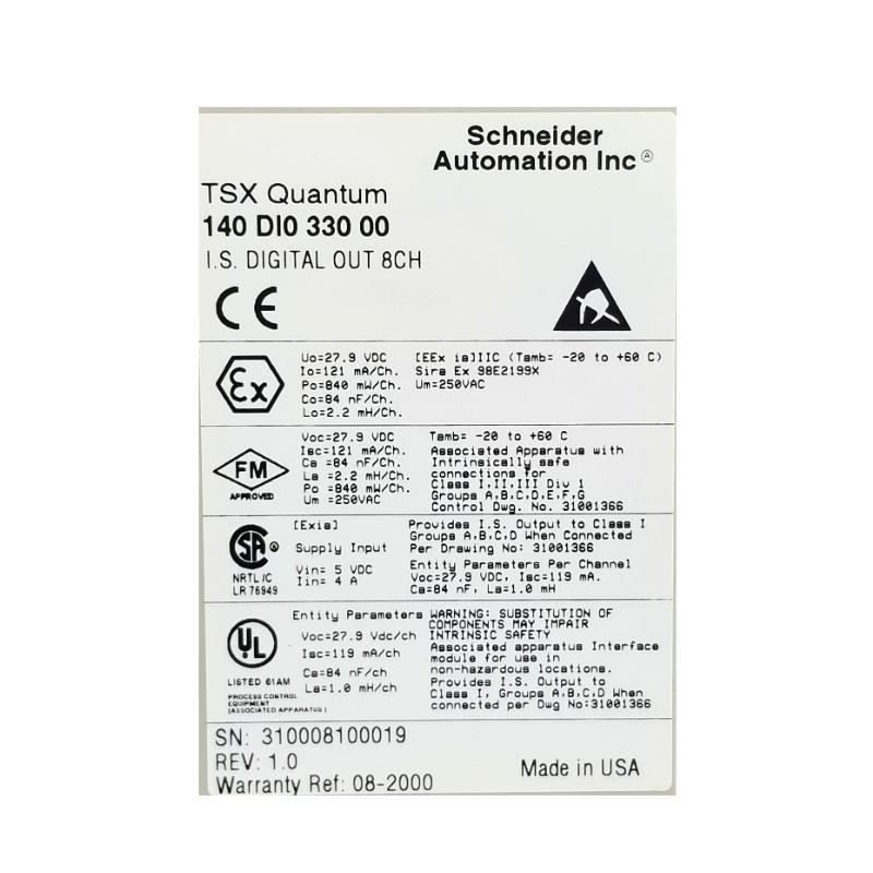 Schneider 140DIO33000C Intrinsically Safe Discrete Output Module Trusted supplier